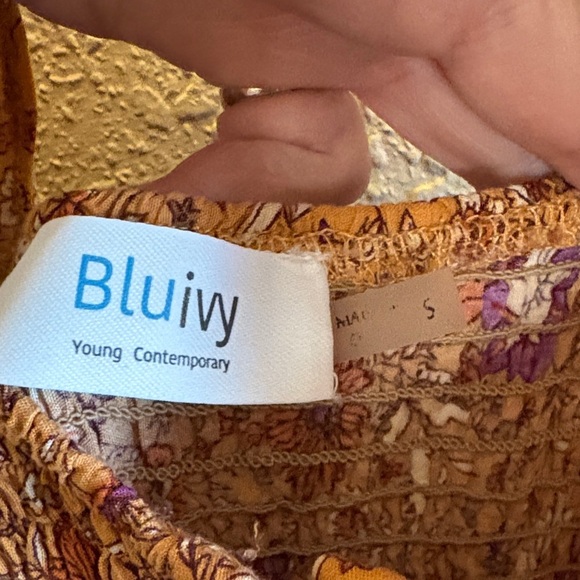 Bluivy Floral Bohemian Dress in Orange and Purple/ Size small - Picture 4 of 12